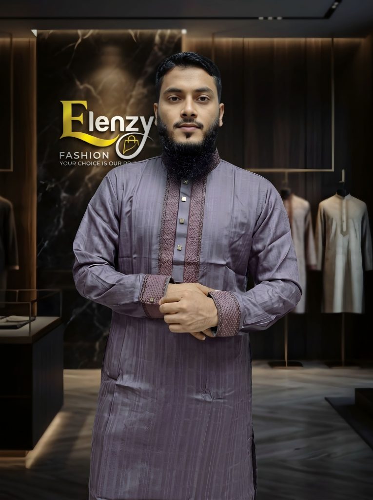 Elenzy Exclusive Mauve Purple Embroidered Panjabi