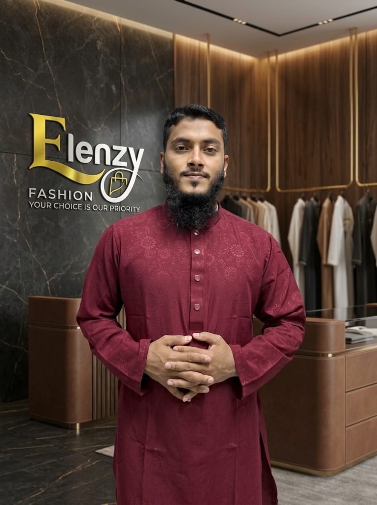 এক্সক্লুসিভ মেরুন কালার চাইনিজ স্ট্রেচ (Stretch) পাঞ্জাবি